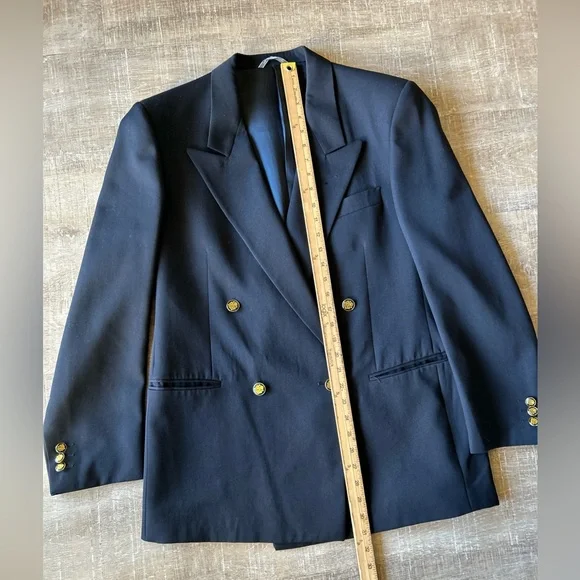 Italian Pure Virgin wool 44 Gold Button Double Breast Sport Coat academia preppy - Picture 11 of 16